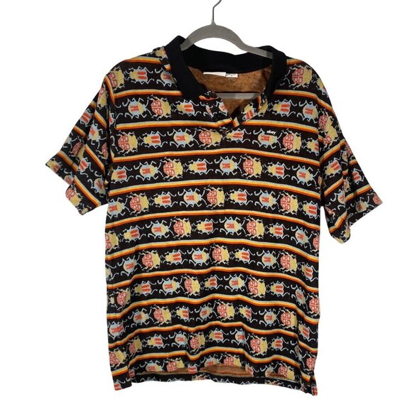 Obey Bugs Jacquard knit Polo Shirt Black MultiSeason Men’s M colorful preppy - Picture 5 of 10